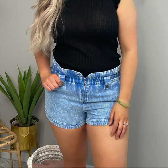 Denim Blue Women's Shorts - paper bag waist - Picture 5 of 5